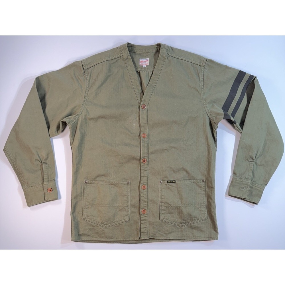 Momotaro Jeans Shirt Jacket Size 40 Olive Green Japan Workwear